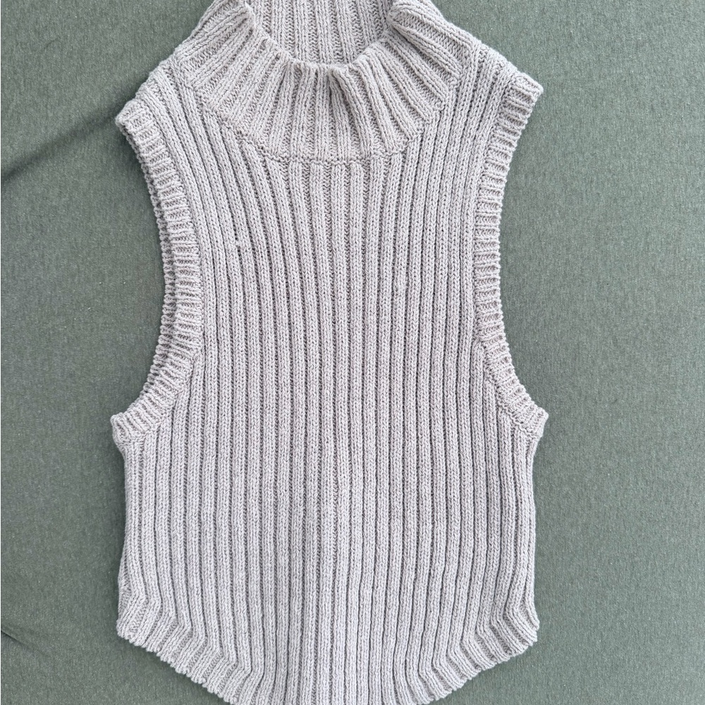Bershka Sleeveless Rustic Mock Turtleneck Sweater